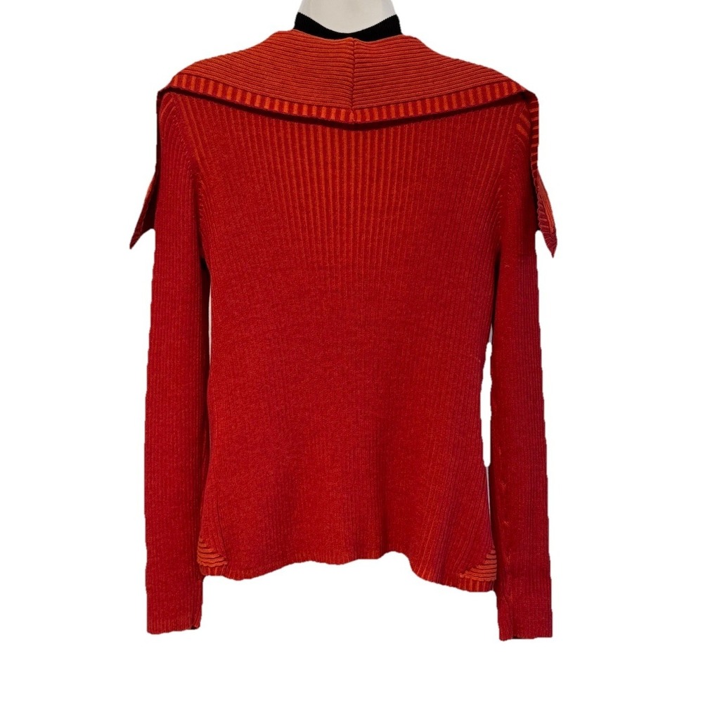 Spring & Mercer Orange Striped Long Sleeve Open Front Cardigan Sweater S NWT - Picture 3 of 11